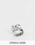 Asos Design Sterling Silver Ring With Wraparound Scorpion In Burnished Silver