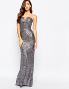 Tfnc Showstopper Sequin Maxi Dress - Gunmetal