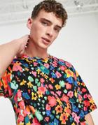 Bershka Oversized Floral Print T-shirt In Multi - Part Of A Set