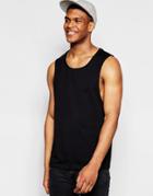 Asos Sleeveless T-shirt With Scoop Neck And Dropped Armhole In Black - Black
