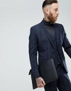 Selected Homme Skinny Suit Jacket In Check - Navy