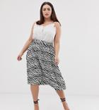 Prettylittlething Plus Pleated Midi Skirt In Zebra - Multi