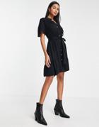 Whistles Tate Smocked Button Down Dress In Blue-black