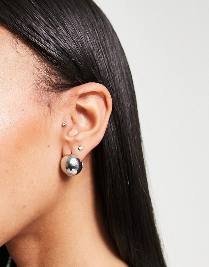 Designb London Bucket Hoop Earrings In Silver