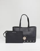Versace Jeans Tote Bag With Gold Embossed Studding - Black