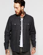Asos Herringbone Shirt In Shacket Styling With Long Sleeves - Charcoal