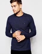 Selected Homme Pin Dot Long Sleeve Top With Pocket - Navy