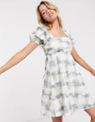 Damson Madder Organic Cotton Tea Dress With Puff Sleeves In Tie Dye-multi