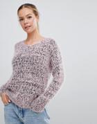 E.l.k Relaxed Sweater In Flecked Knit - Pink