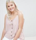 New Look Curve Button Front Cami - Pink