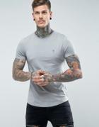 Noose & Monkey Muscle Fit Crew Neck T-shirt With Logo - Gray
