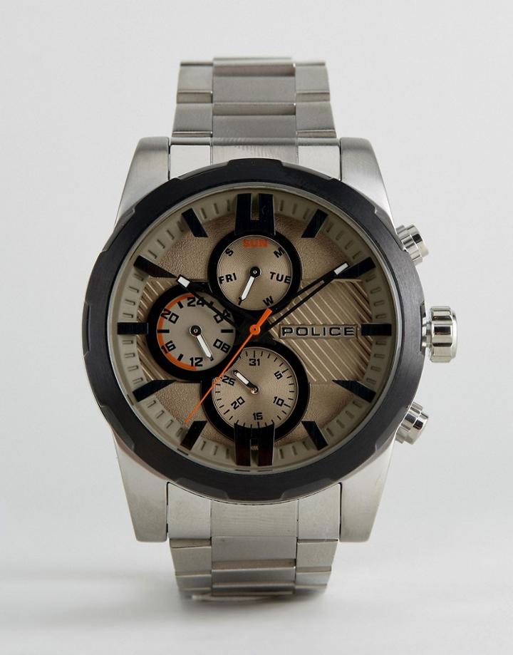 Police Matchcord Watch In Stainless Steel - Silver