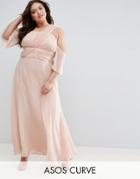 Asos Curve Wedding One Shoulder Maxi Dress - Pink