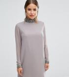 Asos Petite Sequin Neck Trim Shift Dress - Gray