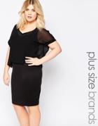 Junarose Plus Dress With Sheer Overlay - Black