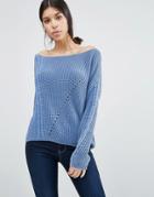 Vero Moda Stones Off The Shoulder Sweater In Blue - Blue