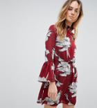 Parisian Tall High Neck Floral Printed Dress - Red