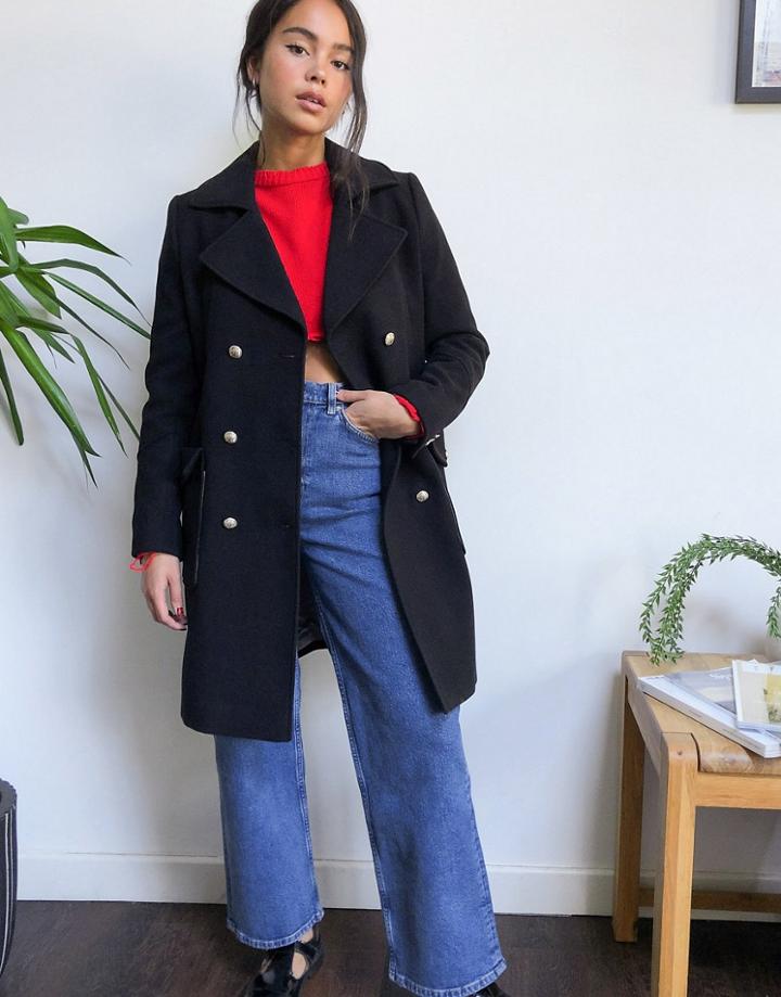 Gianni Feraud Black Military Style Overcoat