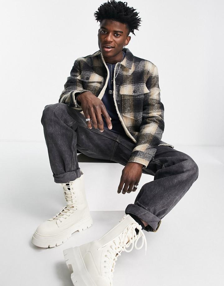 Allsaints Tromso Plaid Jacket In Stone-neutral