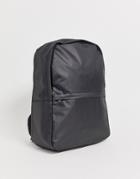 Asos Design Faux Leather Coated Backpack In Black - Black