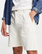 Jack & Jones Intelligence Worker Denim Shorts In Ecru-neutral