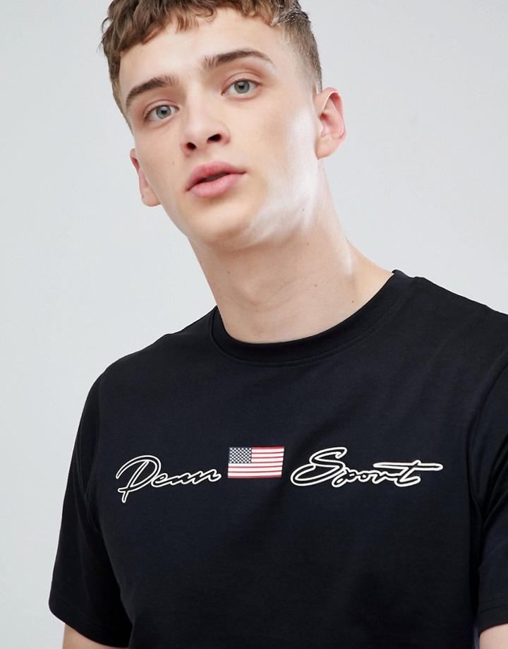 Penn Sport Muscle Logo T-shirt In Black - Black