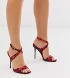 Asos Design Wide Fit Weave Barely There Heeled Sandals In Leopard-multi