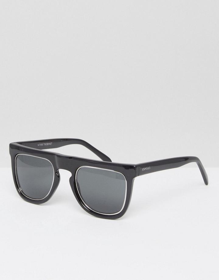 Komono Bennet Flat Brow Sunglasses In Black - Black
