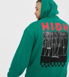 Collusion Plus Hoodie With Back Print In Green - Green
