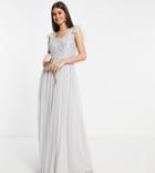 Frock And Frill Tall Bridesmaid Floaty Maxi Dress In Gray