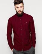 Farah Oxford Shirt With Black Weft In Slim Fit - Red
