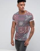 Asos T-shirt With All Over Retro Tile Print - Black