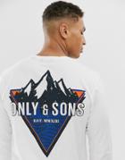 Only & Sons Graphic Long Sleeve Top In White - White