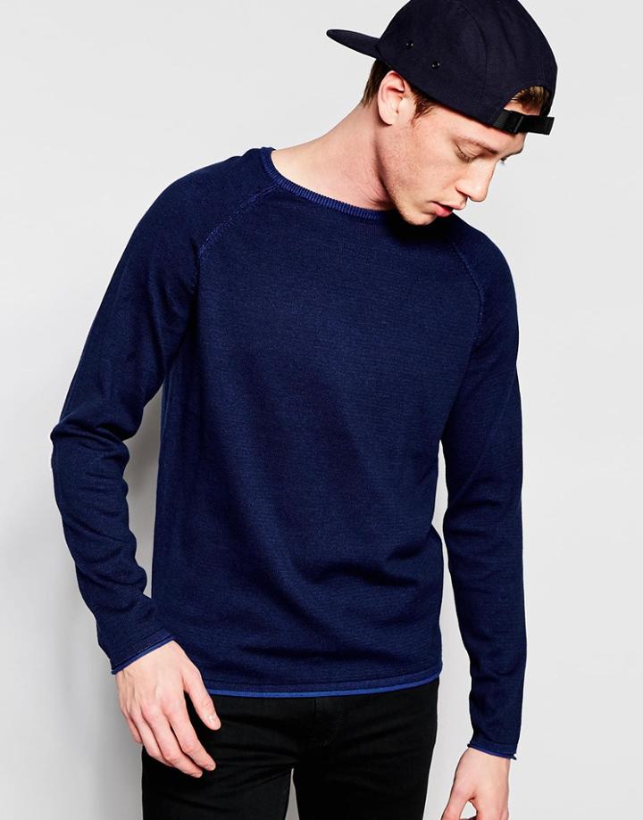 Jack & Jones Raglan Crew Neck Knit - Blue