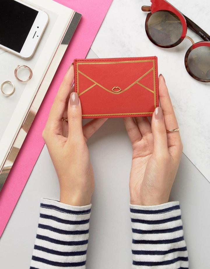 Lulu Guinness Leather Envelope Card Holder - Red