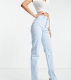 Asos Design Tall Mid Rise '90's' Straight Leg Jeans In Powder Blue-blues