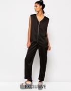 Story Of Lola Utility Oversized Jumpsuit With Exposed Zip Detail - Black