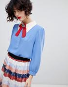 Essentiel Antwerp Papyrus 3/4 Sleeve Top - Blue