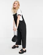 Monki Mona Organic Cotton Overalls With Front Pockets In Black