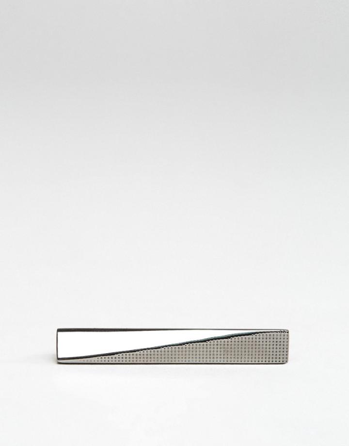 Asos Slim Tie Bar With Geometric Design - Silver