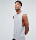 Asos Design Tall Relaxed Sleeveless T-shirt With Crew Neck And Dropped Armhole In Gray