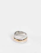 Calvin Klein Chunky Ring In Silver And Rose Gold