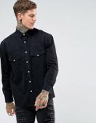 Asos Oversized Denim Shirt With Western Styling - Black