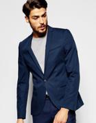 Noak Cotton Blazer In Skinny Fit - Dark Blue