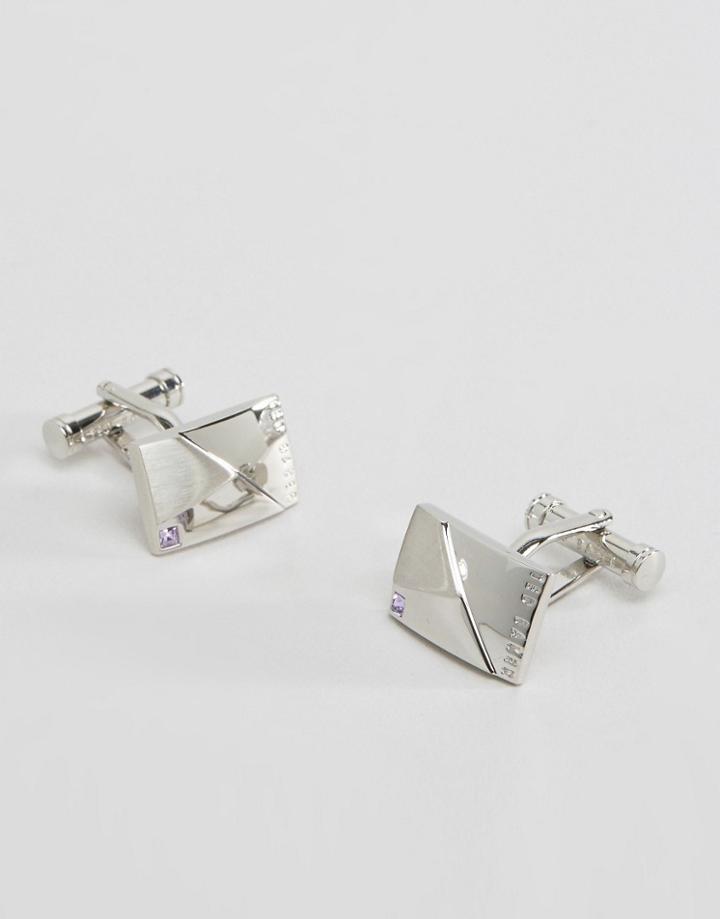 Ted Baker Rectangle Contrast Cufflinks In Silver - Silver