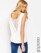 Asos Tall Top In Crepe With Twist Back And Lace Insert - Black