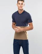 Asos Muscle Polo With Contrast Navy Top And Brown Marl Bottom