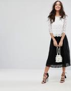 Asos Pleated Lace Midi Skirt - Black