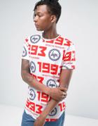 Hype T-shirt With Russian Logo Repeat Print - White