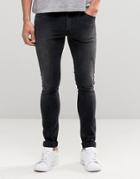 Asos Extreme Super Skinny Jeans In Washed Black - Black